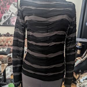 Disturbia Distortion Black and Gray Sheer Striped Blouse